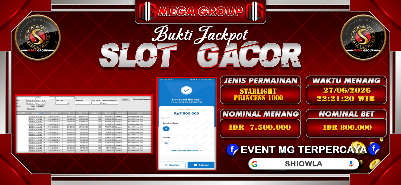 Bukti JP situs Shiowla hari Sabtu, 27 Juni 2026
